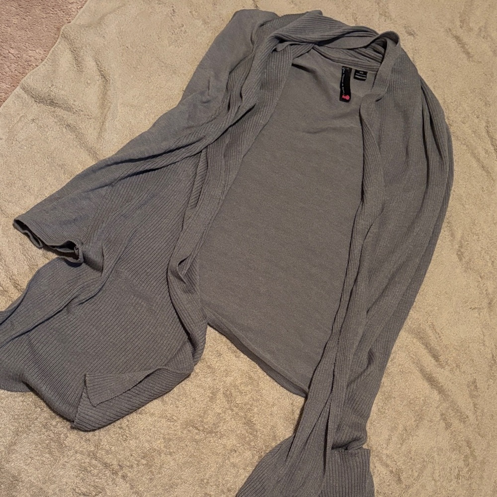 Elegant Gray Open Cardigan